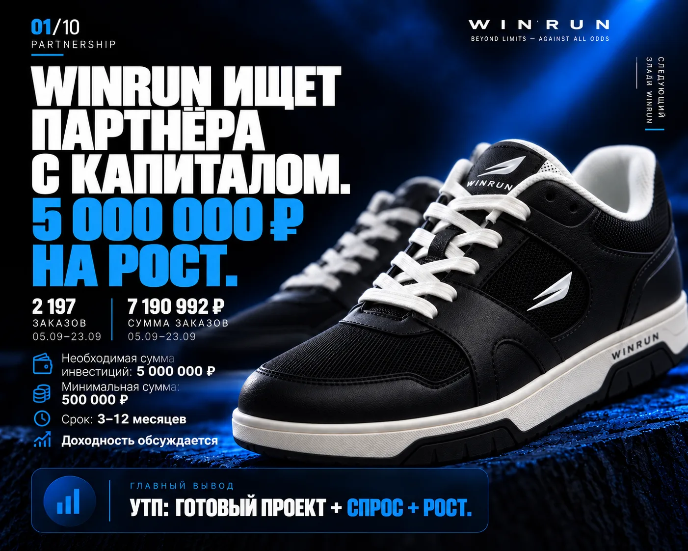 WINRUN - ищет 5 млн ₽ на производство новой партии обуви